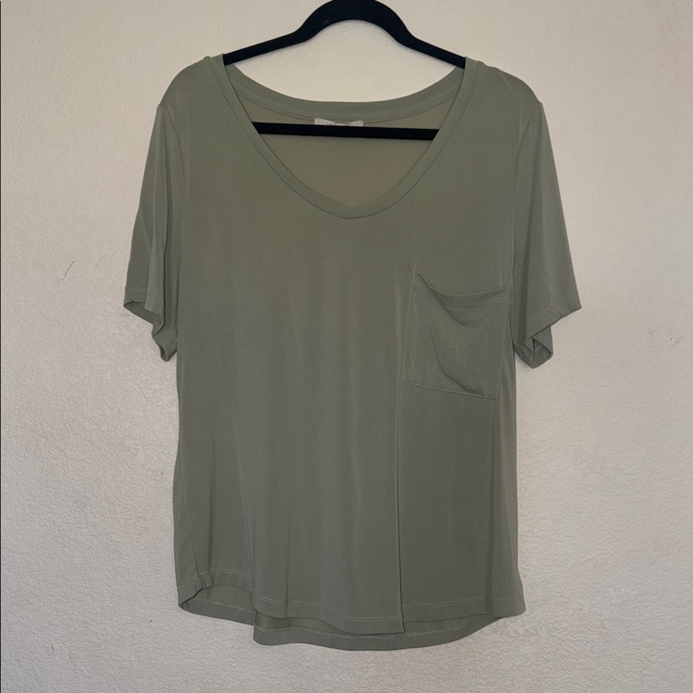 Love Tree Olive Green V-Neck Pocket Tee